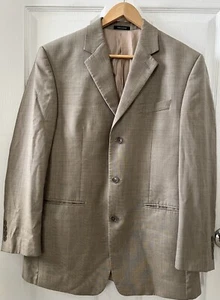 Calvin Klein Men's Size 38R Sport Coat Jacket Blazer 3-Button Beige 100% Wool - Picture 1 of 24