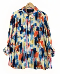 Camisa para mujer Investments Olivia blusa talla XL abstracta colorida acuarela - Imagen 1 de 11