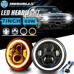Pair 7" Round LED Headlights Hi-Lo Beam DRL for Ford F-100 F-150 F-250 Pickup - Picture 1 of 12