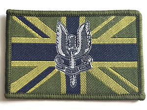 SAS UNION JACK PATCH sew on British military embroidered flag badge army olive - Picture 1 of 1