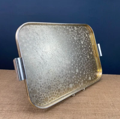 ART DECO VINTAGE 1940s GOLD TONED ANODISED HANDLED DRINKS SERVING TRAY - Image 1 of 4