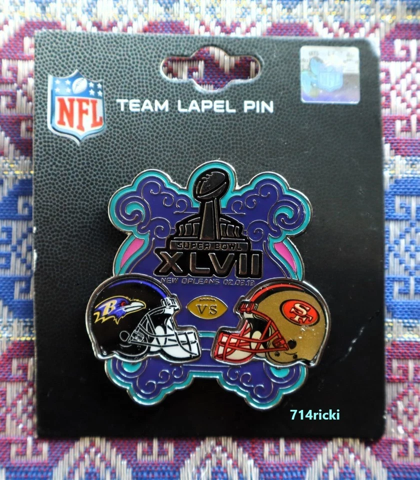 Super Bowl XLVII 47 Baltimore Ravens vs San Francisco 49ers Lapel Pin Collector - Image 1 of 1