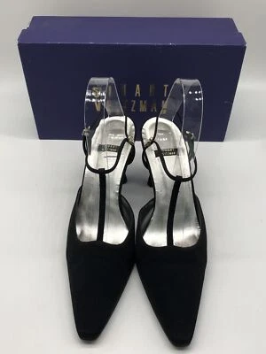 Stuart Weitzman 'Nicetty' Black Pointed Toe Slingback Heel sz 9B - Image 1 of 4