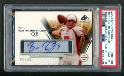 2004 SP Game Used Edition Ben Roethlisberger RC AUTO 2/100 PSA 8 NM-MT - Image 1 of 2