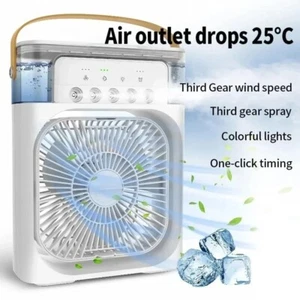 3-in-1 Mini Air Cooler Fan Humidifier USB LED Light Portable for Home Office - Picture 1 of 8