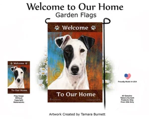 Welcome Garden Flag - Black and White Smooth Fox Terrier 059 - Picture 1 of 1