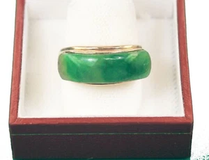 Antique 1900'S Natural Color JADE 14k Rose Gold Saddle Ring With Lab Report 9.5 - Bild 1 von 8