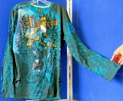 NWT Clubbing SHIRT by ELECTRIC SHOCK Turquoise ASHTAROTH Sz L - Image 1 of 4