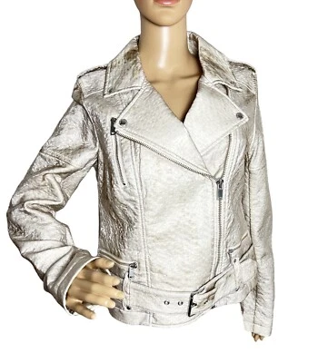 Banana Republic Moto куртка M кремовый хлопок блестящий Tweed мотоциклиста новый с Ярлыками $298 розничной - Изображение 1 из 4