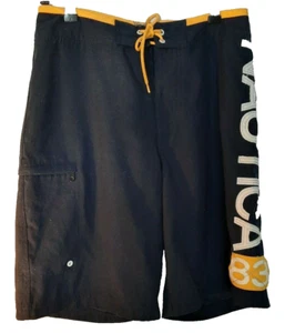 Men's Shorts Swim Trunks Surfer Vintage Blue Gold Yellow Nautica 83 Sz 30 - Picture 1 of 7
