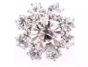 Crystal Flower Buttons (15x) Silver,Crystals Flower,Sew-on,Metal Loop, 0.4"d - Picture 1 of 5
