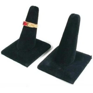 2 Ring Finger Displays Black Velvet Holders Showcases - Picture 1 of 2