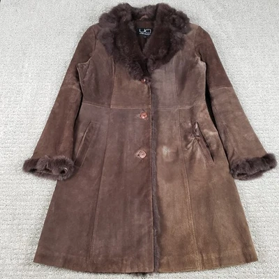 Chaqueta De Colección Diseño Utex Penny Lane Para Mujer Pequeña Cuero Marrón Gamuza Piel Borde Abrigo Foto 1 de 4