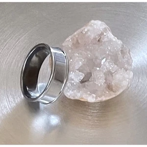 Anillo Banda Tungsteno Plata Acabado Pulido - Borde Acanalado Unisex 8mm Ancho -Talla 7 - Imagen 1 de 10