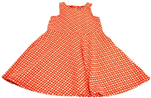 Janie & Jack Girls Dress Size 4 Orange White Geo Print Jacquard Fit & Flare - Picture 1 of 4