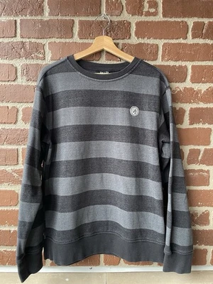 Свитер Volcom темно-серый - светло-серый в полоску размер средний Skater Y2k гранж - Изображение 1 из 4