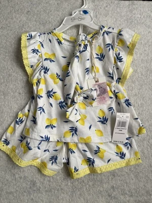 Jessica Simpson Ropa Bebé Limón Camisa Pantalones Cortos y Diadema 24 Meses Nuevo con Etiquetas Foto 1 de 3