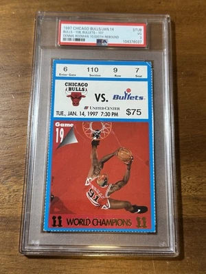 Dennis Rodman 1997 10.000 boleto de rebote Bulls PSA Foto 1 de 3