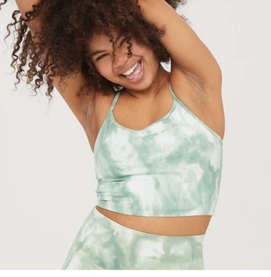 AERIE Size Large Tie Dye Sports Bra Longline Green 12 14 Activewear Gym Offline - Image 1 of 4