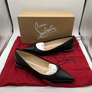 NEW Christian Louboutin Hall Flat Pointed Spiked Zarli Nappa Black Size 42 12 US - Picture 1 of 12