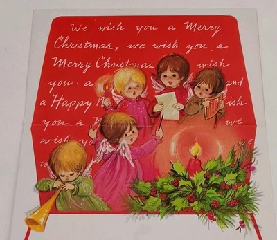 Tarjeta de felicitación de Navidad vintage sin usar carta plegable nota postal Foto 1 de 4