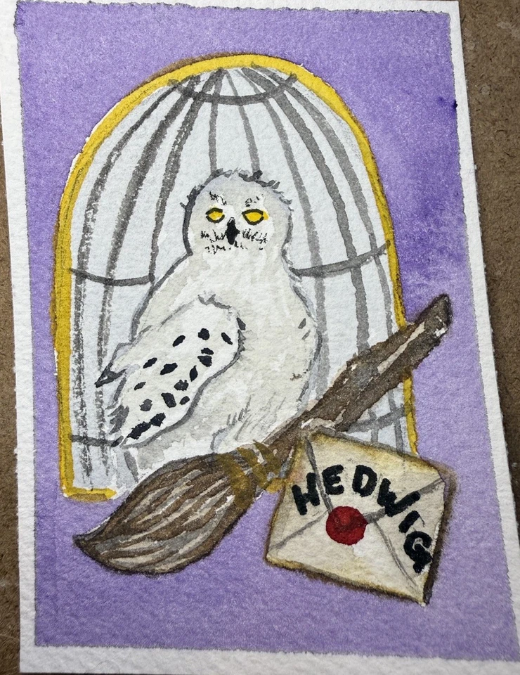 ACEO 原版水彩哈利波特艺术绘画 2.5 英寸 x 3.5 英寸 Beth Szymanski 著 — 第 1/1 张图片