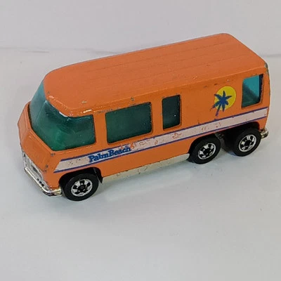 Vintage 1976 Hot Wheels Orange GMC Motor Home W Metal Base Palm Beach Decals - Image 1 of 4