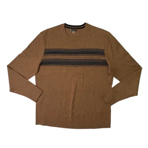 Smartwool Sweater Mens L Large Earth Brown Wool Blend Sparwood Stripe Crew Neck - Picture 1 of 9
