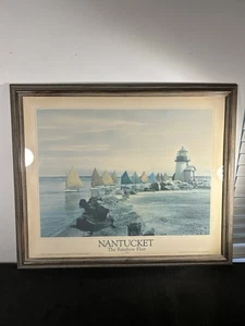Vintage Nantucket The Rainbow Fleet Poster  1984 Brant Point Framed  - Picture 1 of 16