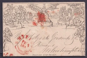 1840 1d Mulready Lettersheet Shiffnall CDS MX to Holyoake Bankers Wolverhampton - Picture 1 of 2