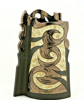 Jarrón de cerámica 11", jarrón único, jarrón de diseño plano hecho a mano, jarrón de cerámica artística, regalo Foto 1 de 4