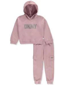 DKNY Girls' 2-Piece Fleece Joggers Set Outfit - Picture 1 of 9