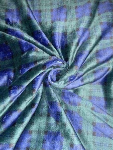 1 metro verde/azul marino tartán anti píldora polar suave tela polar..58” de ancho (147 cm) - Imagen 1 de 7