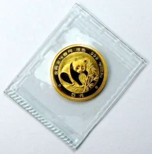 1988 5 Yuan Chinese Panda 1/20 Oz .999 Fine Gold Coin in Plastic Pouch - Picture 1 of 2