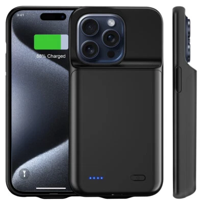6800mAh For iPhone15 Pro Max Plus Battery Charger Case Power Bank Charging Cover - Image 1 of 4