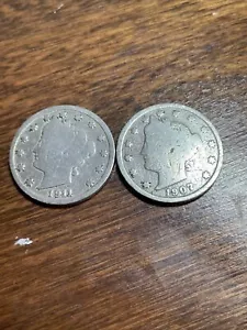 1907 & 1911 LIBERTY V NICKEL COINS (4a) - Picture 1 of 4