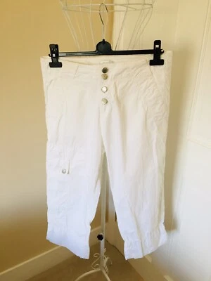 Pantalones de ocio para mujer auténticos USA PRO de algodón blanco 3/4, talla 10 Foto 1 de 4