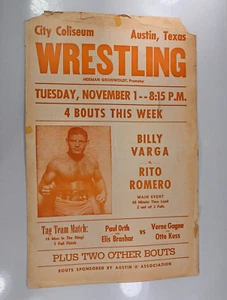 Count Billy Varga Vs. Rito Romero, Vintage Wrestling Event Poster 22x14in (S59) - Picture 1 of 10