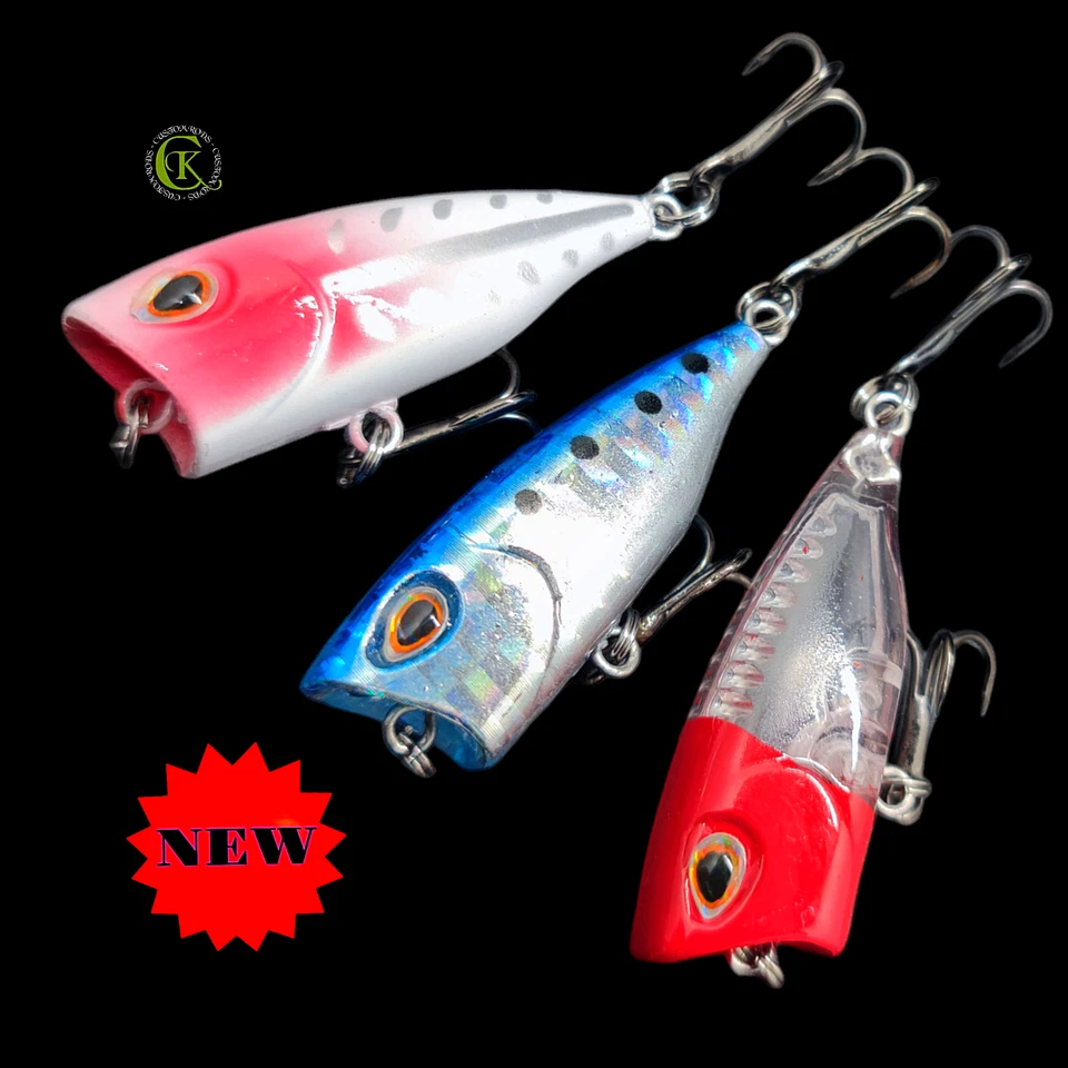 3x 4,3cm Popper Jerkbait Insekt Wobbler Kunstköder Oberfläche Rapfen Barsch NEW - Bild 1 von 1