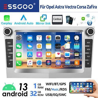 Android 13 Carplay Autoradio GPS RDS WIFI 32GB Per Opel Astra H Zafira Corsa C D - Immagine 1 di 4