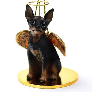 Miniature Pinscher Ornament Angel Figurine Hand Painted Black/Tan - Picture 1 of 1