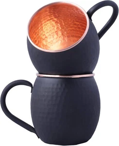 20 Oz Black Matte Moscow Mule Mugs Pure Copper Cups for Drinking Water Moscow - Picture 1 of 5