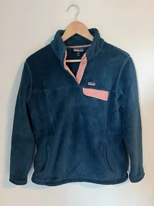 Patagonia Womens Re Tool Snap 1/4 Pullover Fleece Blue Green Sz Medium Retro - Picture 1 of 3