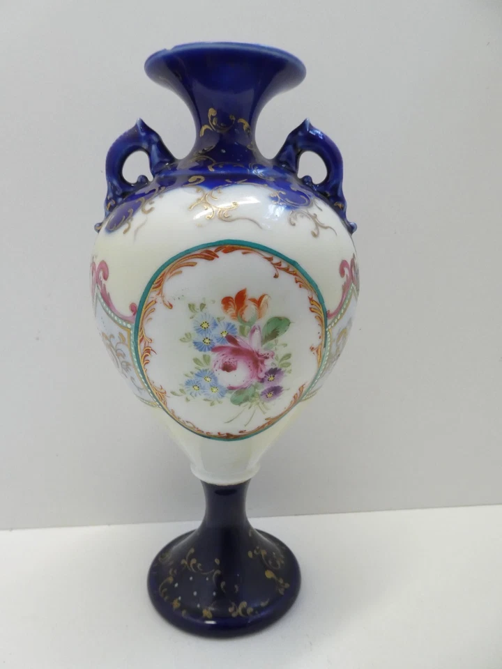 ANTIQUE JAPANESE POTTERY DECORATIVE HAND PAINTED FLORAL SHUNKO SHETO MANTLE VASE - image 1 of 4