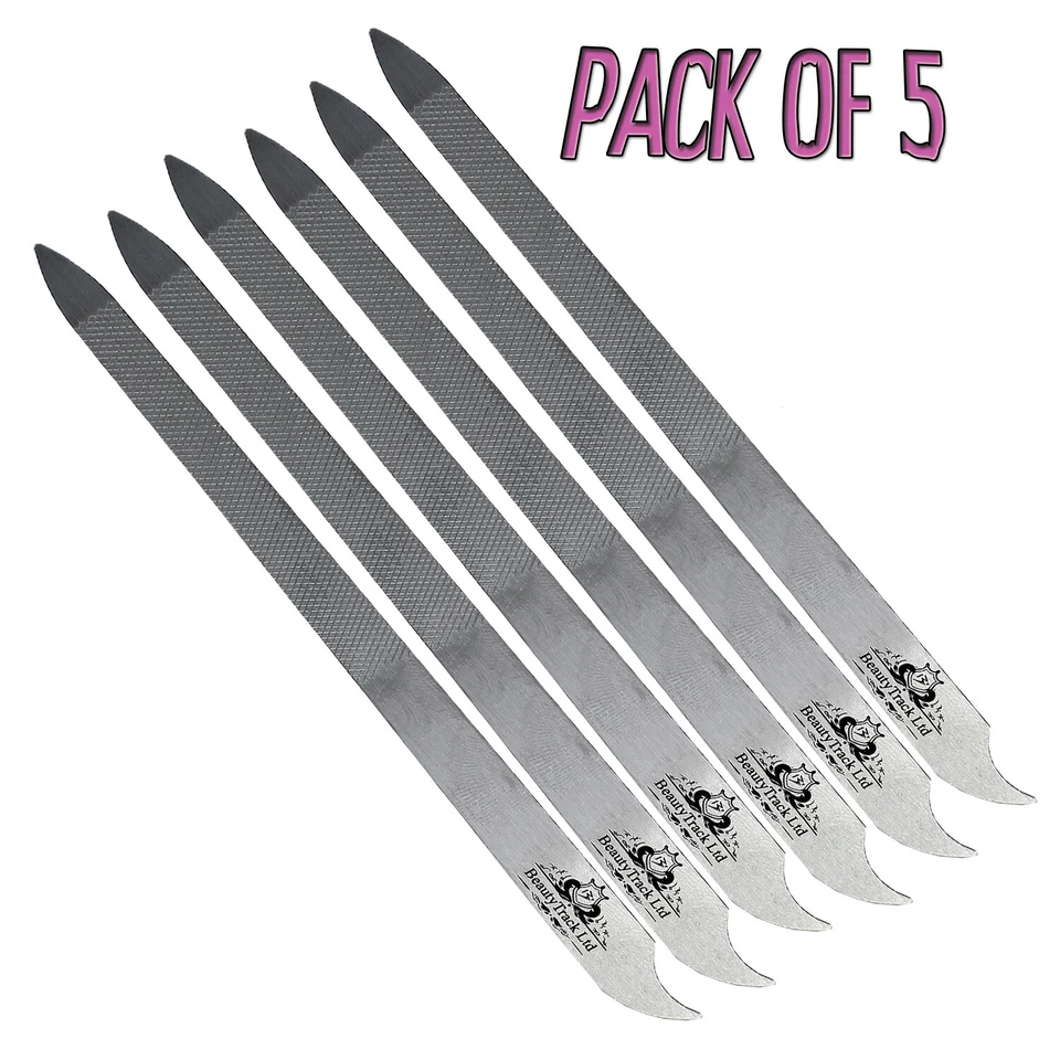 BEAUTYTRACK STAINLESS STEEL 5.5" TOE NAIL FILE PODIATRY CHIROPODY PACK OF 5 SET