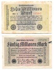 Deutsches Reich - Zehn 10 + Fünfzig 50 Millionen Mark - 1923