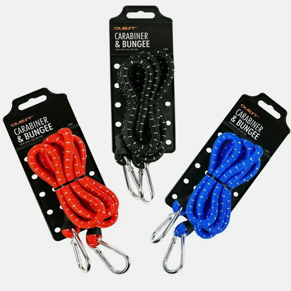 Elastic Bungee Strap Carabiner Stretch Tie Clip Cord Hooks - 150cm / 60 inch - Image 1 of 1