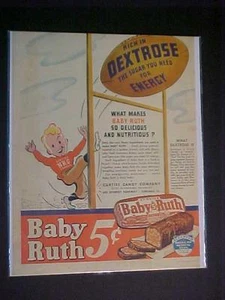 SELTENE ALTE ANTIKE CURTISS BONBONS BABY RUTH CANDY BAR DRUCK ANZEIGE VINTAGE ORIG 1936 - Bild 1 von 1
