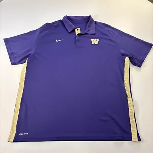 Washington Huskies Nike Dri-Fit Polo Golf Uomo Viola Riga Oro Taglia 2XL - Foto 1 di 8