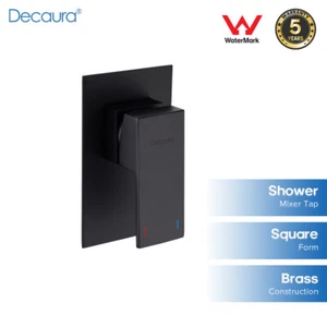 Decaura Shower Mixer Tap Square Matte Black Bathroom Wall Tapware Brass - Picture 1 of 4